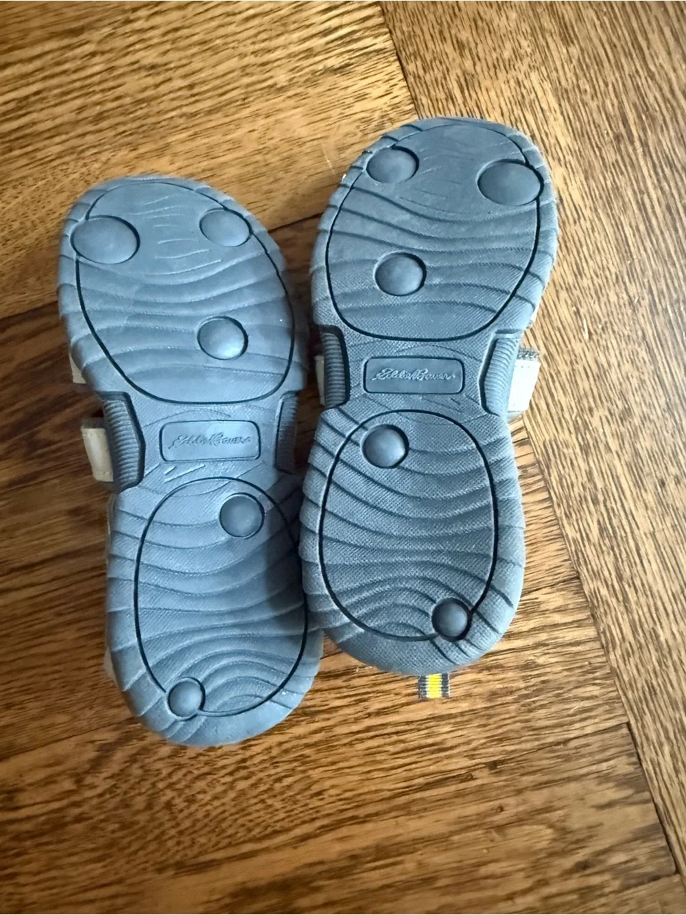 Eddie Bauer Beige and Gray Kids Closed-Toe Sandals with Yellow Accent